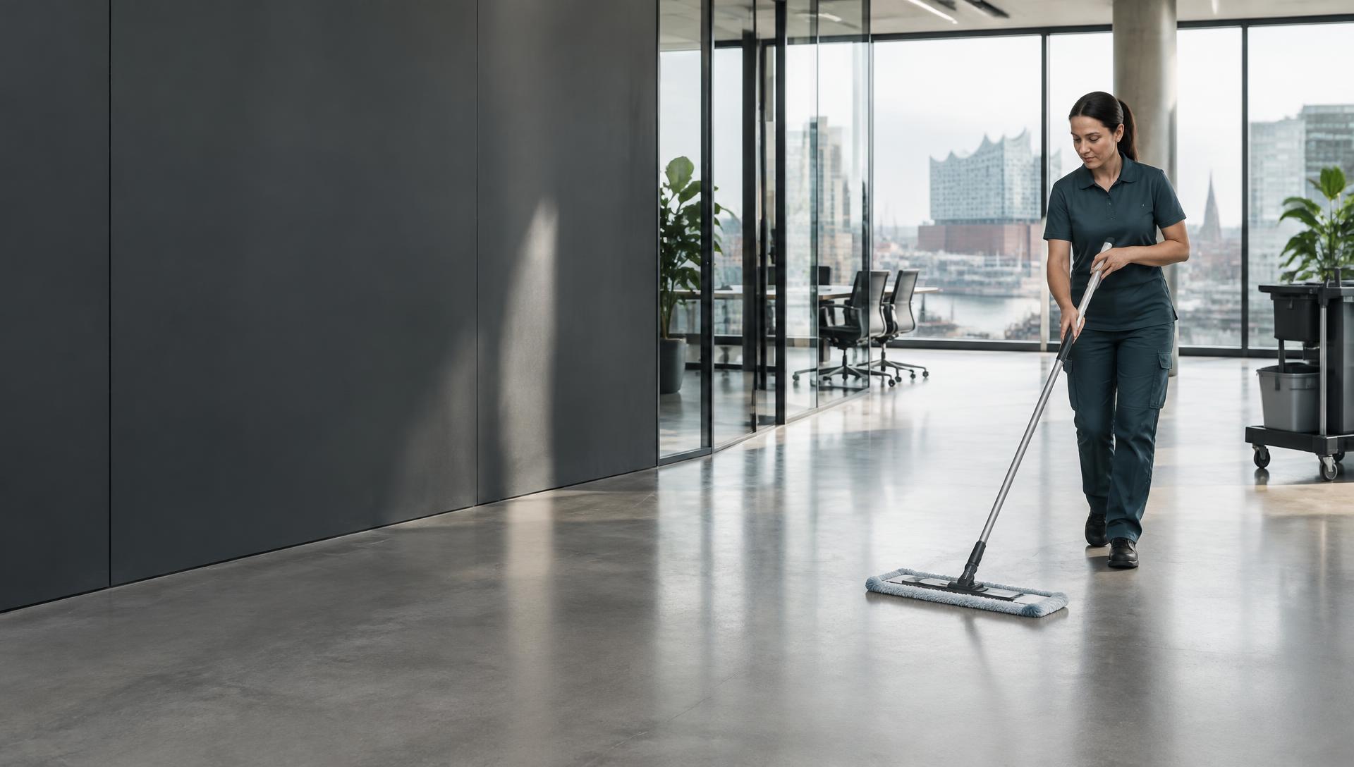 Gebäudereinigung in einem modernen Büro